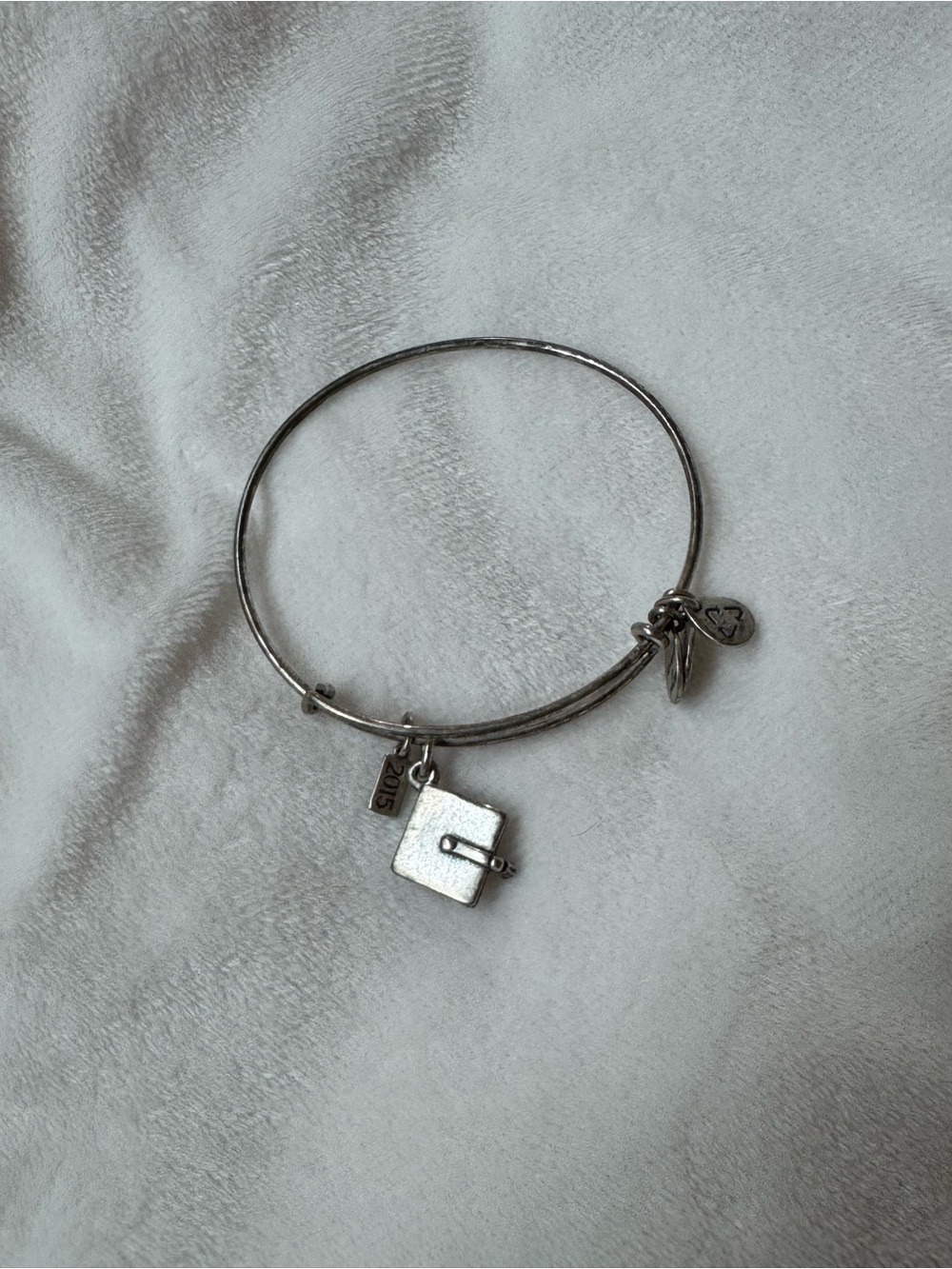 Alex and Ani 2015 Silver Graduation Cap Charm Bangle Bracelet